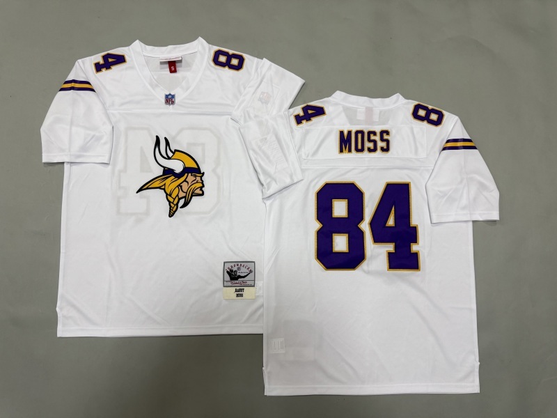 Men 2025 Minnesota Vikings #84 Moss white Throwback Limited NFL Jersey style 001